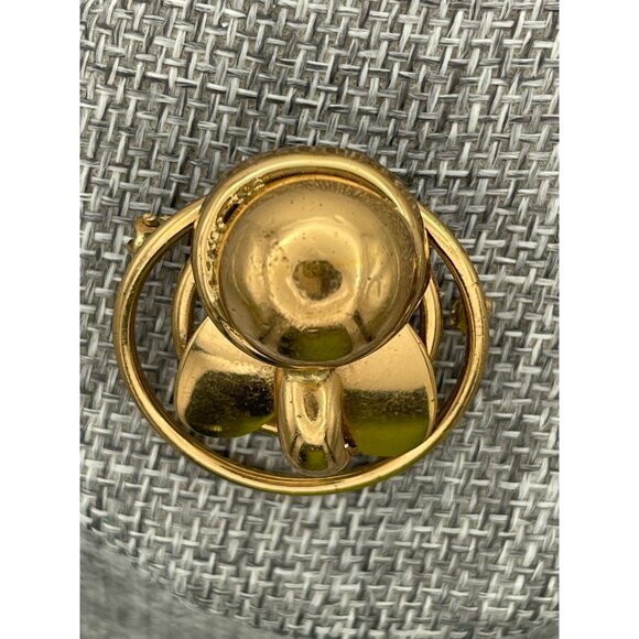 Vintage Brass MCM Abstract Artistic Design 1.5" Brooch - Picture 4 of 9